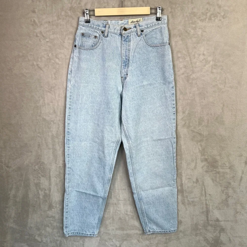 Vintage Eddie Bauer‎ Mom Jeans Women's 10 High Rise Tapered Leg Light Wash 90s